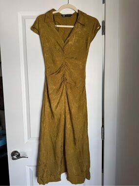 Zara Mustard Collared Midi Dress